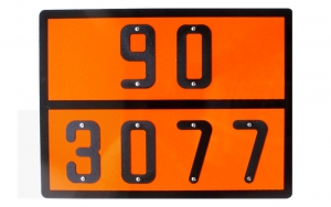 Табличка оранжевого цвета 90/3077 &quot;Вещество твердое, опасное для окружающей среды, не указанное конкретно&quot;