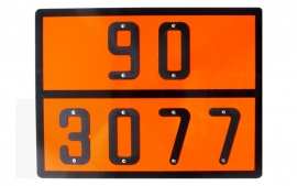 Табличка оранжевого цвета 90/3077 &quot;Вещество твердое, опасное для окружающей среды, не указанное конкретно&quot;